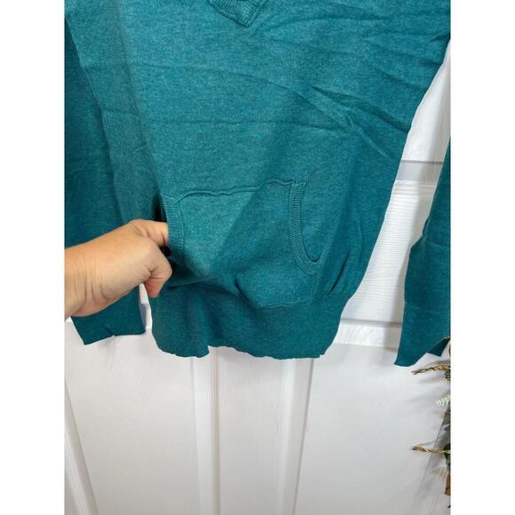 Full Tilt Hoodie Womens Size M Teal Green Pullover Casual Deep V-Neck Comfy Cozy - Picture 4 of 9